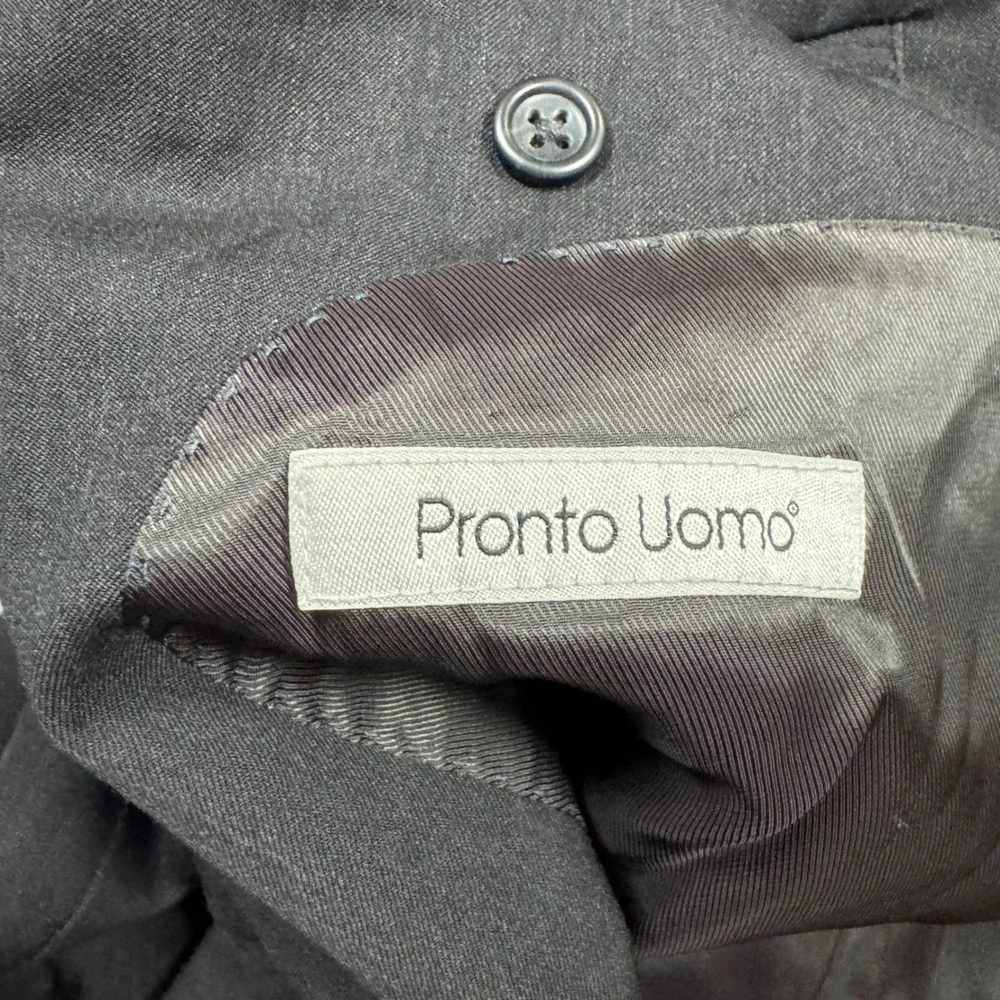 Pronto Uomo Mens 54 Long Black 100% Wool 2 Button Blazer Sport Coat Side Vents